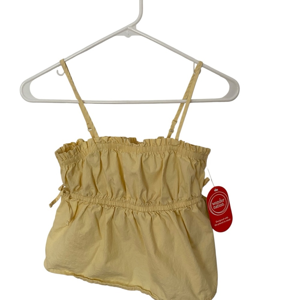 Wonder Nation Light Yellow Ruffled Twin Side Tie Top size 10/12